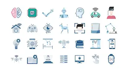 100 Artificial Intelligence Icons Elements template preview