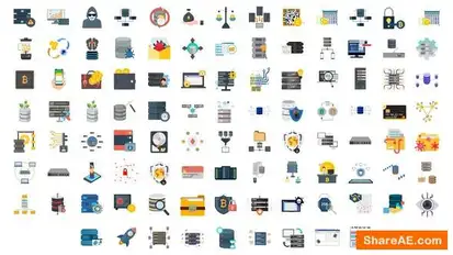Videohive 100 Cyber Security & Database Icons Elements template preview