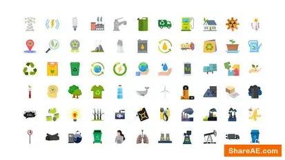 Videohive 100 Ecology & Pollution Icons Infographics template preview