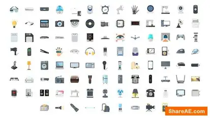 Videohive 100 Electronic Gadgets Icons Elements template preview