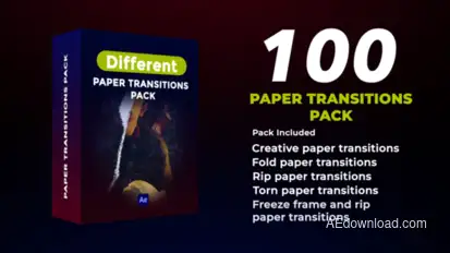 100 Paper Transitions Pack Elements template preview