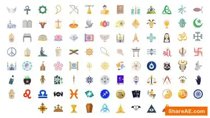 Videohive 100 Religious Icons Elements template preview