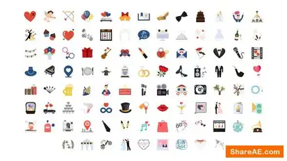 Videohive 100 Wedding Icons Infographics template preview