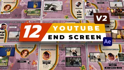 12 YouTube End Screen V2 broadcast-packages template preview