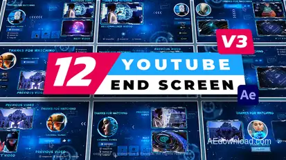 12 YouTube End Screen V3 broadcast-packages template preview