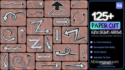 125+ Paper Cut Hand Drawn Arrows Elements template preview