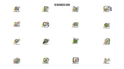 16 Business Icon Elements template preview