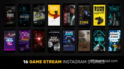 16 Game Stream Instagram Stories broadcast-packages template preview