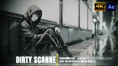 20-Dirty Scanner Transitions Pack – Glitch Scanlines, VHS Noise & Distortion FX Elements template preview