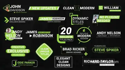 20 Modern Titles Pack Elements template preview