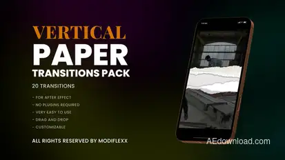 20 Vertical Paper Style Transition Pack Elements template preview