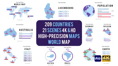 209 Countries Map Infographics Pack Infographics template preview