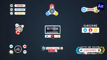 2D Cartoon Youtube Subscribe Buttons Pack #2 [After Effects] Titles template preview