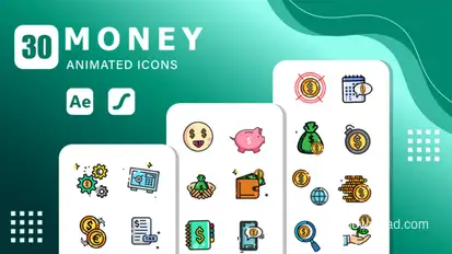 30 Money Animated Icons | After Effects Template & Lottie Animation Elements template preview