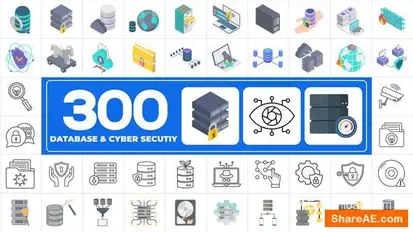 Videohive 300 Icons Pack – Cyber Security Infographics template preview