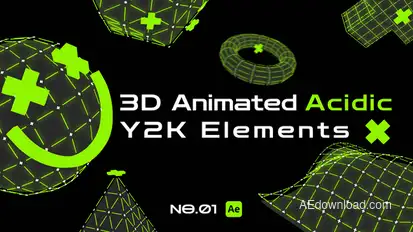 3D Animated Acidic Y2K Elements Elements template preview