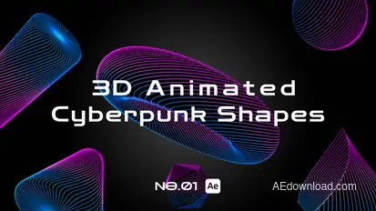 3D animated cyberpunk shapes Elements template preview