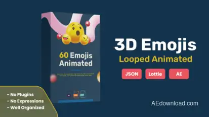 3D Animated Emojis with Looping animations , Json and Lottie files included Elements template preview