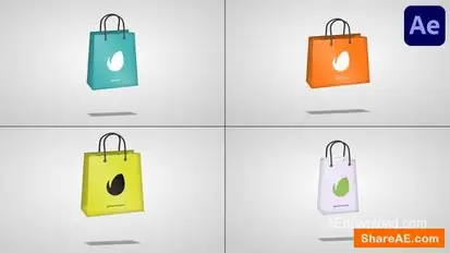 3D Animated Shopping Bags for After Effects Logo Stings template preview