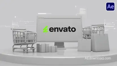 3D Animated Shopping Logo Openers template preview