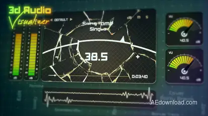 3D Audio Visualizer - Broken VU Display Elements template preview
