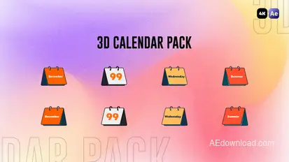 3D Calendar Pack Elements template preview