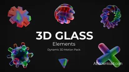 3D Glass Colorful Elements – Vibrant Transparent Shapes Pack Elements template preview
