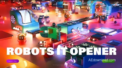 3D Glitch Animation AI Colorful Robots IT Opener Openers template preview