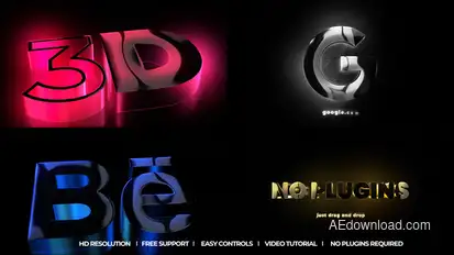 3D Glowing Reveal Logo Stings template preview