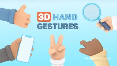3D Hand Gestures Elements template preview