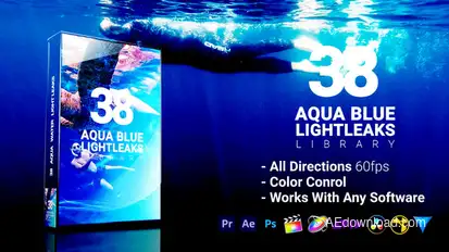 3D Light Leaks - Aqua Water Blue Elements template preview