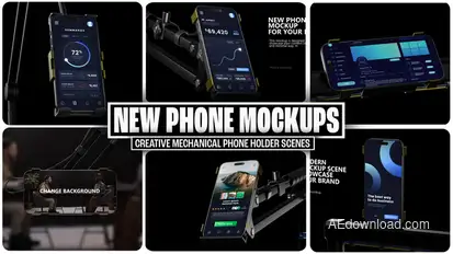 3D Mechanical Phone Stand Mockup – Modern Mobile Device Display Kit Product Promo template preview