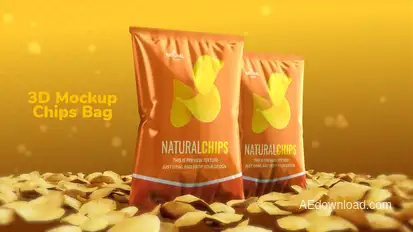 3D Mockup Potato Chips Bag Product Promo template preview