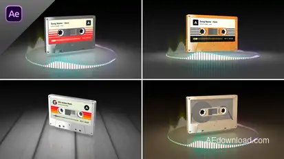 3D Music Cassette with Audio Spectrum Visualizer Elements template preview