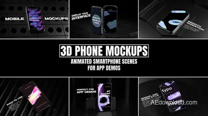 3D Phone Mockups Animated Smartphone Scenes for App Demos Product Promo template preview