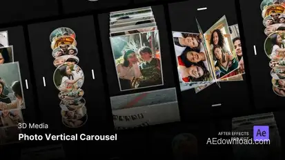 3D Photo Vertical Carousel After Effects Project Files Video Displays template preview