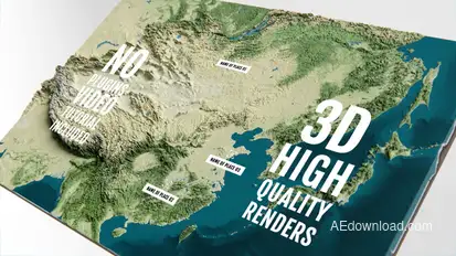 3D Physical Map - East Asia Elements template preview