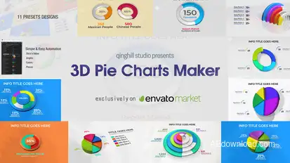 3D Pie Charts Maker Infographics template preview
