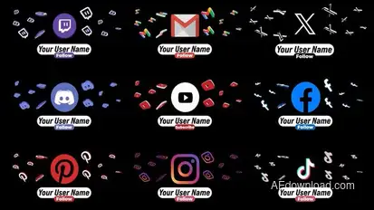 3D Social Media Lower Thirds Elements template preview