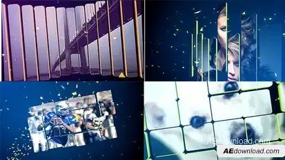 3D Split Slideshow Video Displays template preview