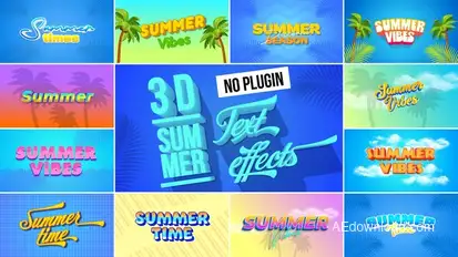 3D Summer Text Effects Titles template preview