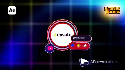 3D YouTube Subscribe & Like Banners Elements template preview