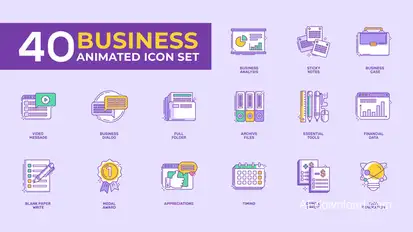 40 Animated Business Icon Set Video Displays template preview
