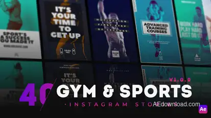 40 GYM & Sports Instagram Story broadcast-packages template preview