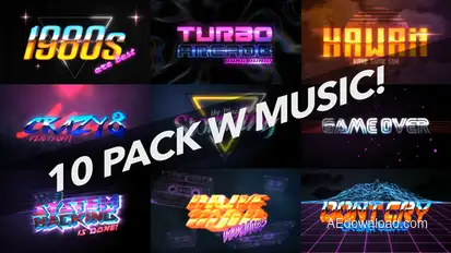 4K 1980s 10 Logo Text Intro Pack Openers template preview