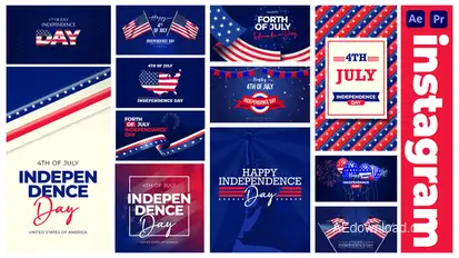 4th of July Independence Day |  Instagram Stories & Posters Elements template preview