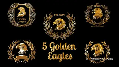 5 Golden Emblems with Eagles Heads Openers template preview