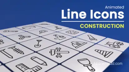 50 Animated Construction Line Icons Infographics template preview