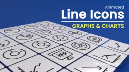 50 Animated Graphs and Charts Line Icons Infographics template preview