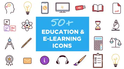 50+ Animated Icons for Education and E-learning broadcast-packages template preview